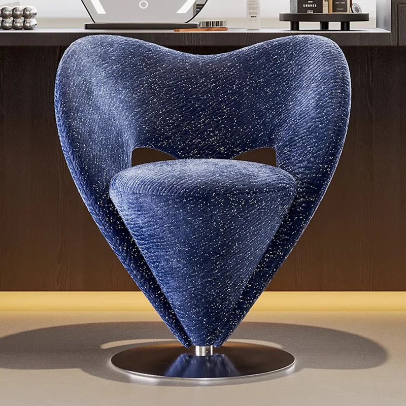 Contemporary Luxury Curved Chenille Fabric Stainless Steel Vanity Stool Backrest Armless For Bedroom