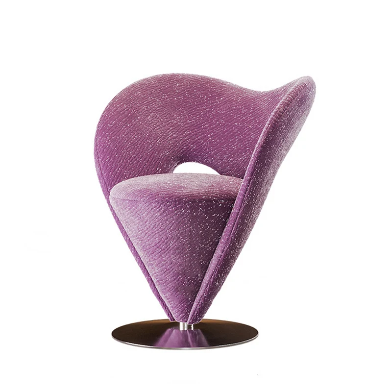 Contemporary Luxury Curved Chenille Fabric Stainless Steel Vanity Stool Backrest Armless For Bedroom