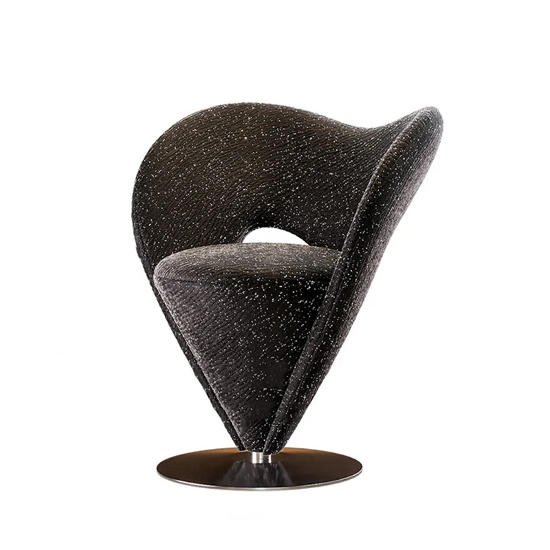 Contemporary Luxury Curved Chenille Fabric Stainless Steel Vanity Stool Backrest Armless For Bedroom