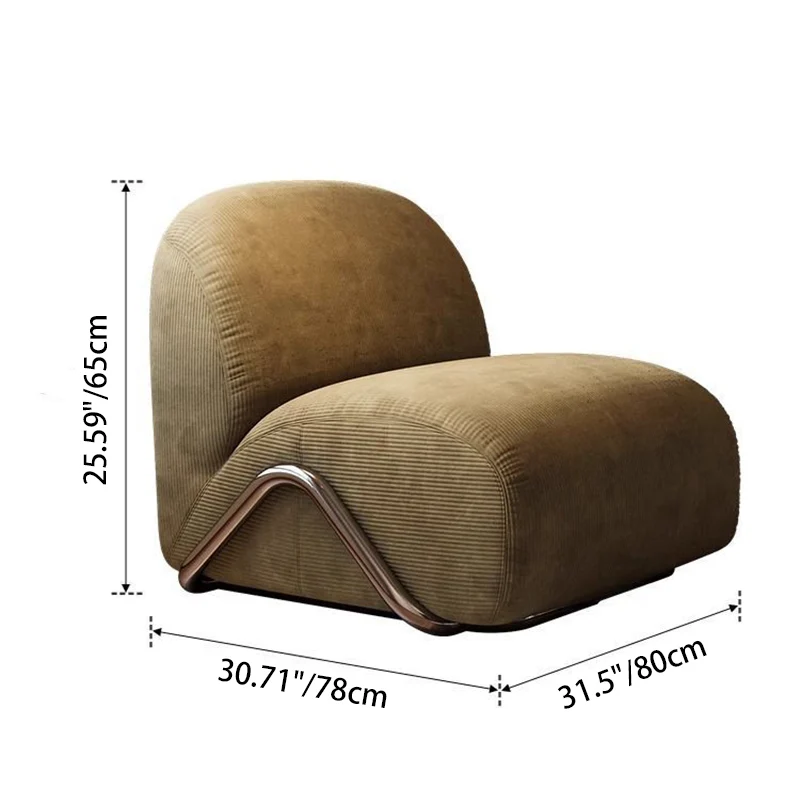 Contemporary Nordic Rectangular Corduroy Carbon Steel Accent Chair Backrest Armless For Living Room
