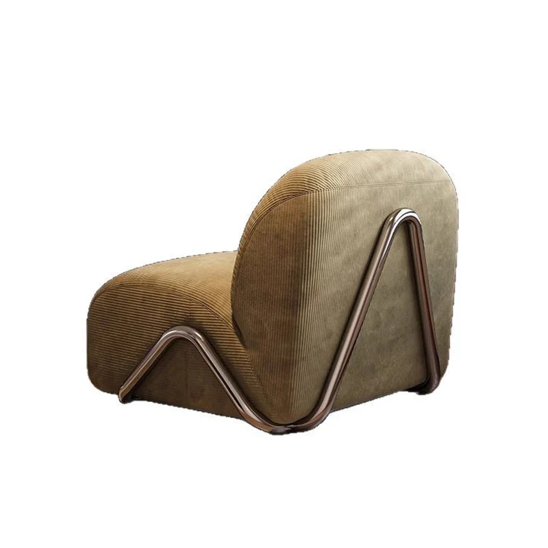 Contemporary Nordic Rectangular Corduroy Carbon Steel Accent Chair Backrest Armless For Living Room
