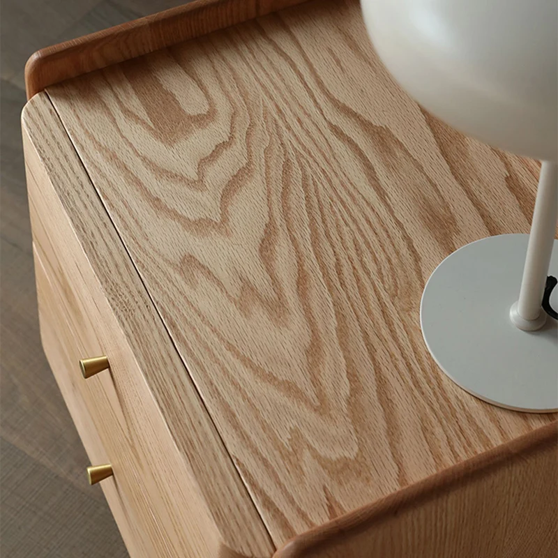Traditional Japanese Black Walnut Wood Square Cylinder Nightstand With 2 Drawers For Bedroom