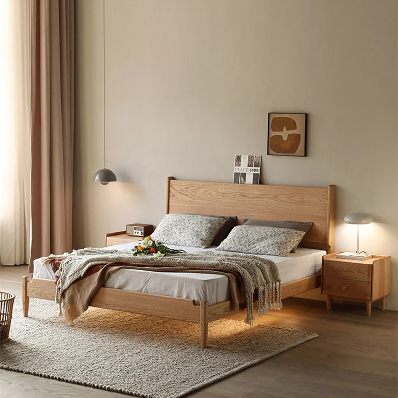 Traditional Japanese Black Walnut Wood Square Cylinder Nightstand With 2 Drawers For Bedroom