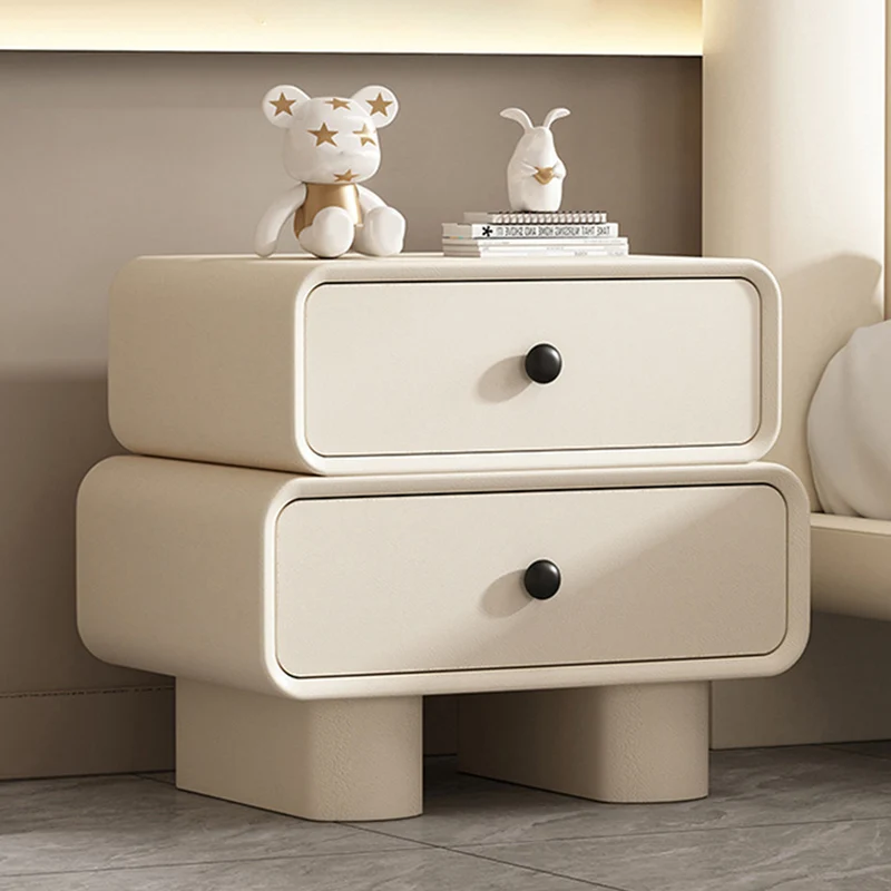 Modern Minimalist Rectangular Engineered Wood Nightstand 2-Drawer For Bedroom