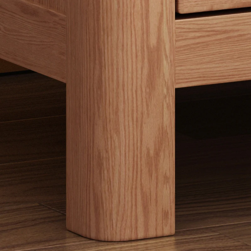 Contemporary Nordic Square Rectangular Pine Wood Rubberwood Plywood Lockable Nightstand 2-Drawer For Bedroom