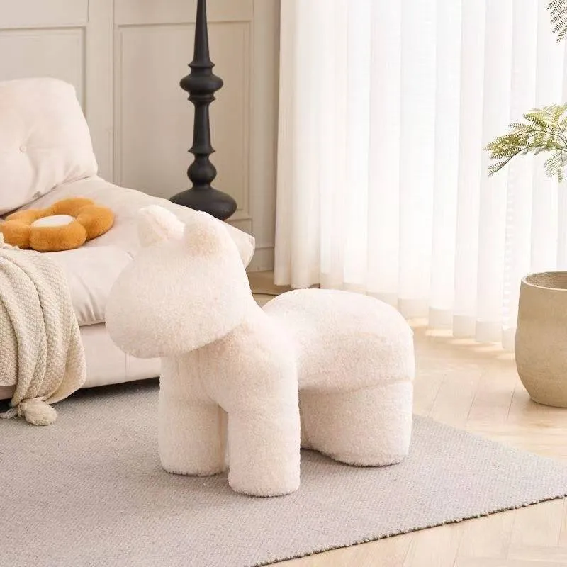 Modern Minimalist Pony-Shaped Sherpa Fabric Sponge Kid Accent Chair Durable For Living Room