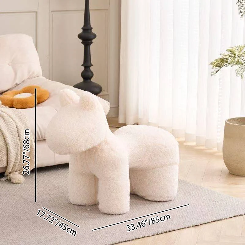 Modern Minimalist Pony-Shaped Sherpa Fabric Sponge Kid Accent Chair Durable For Living Room