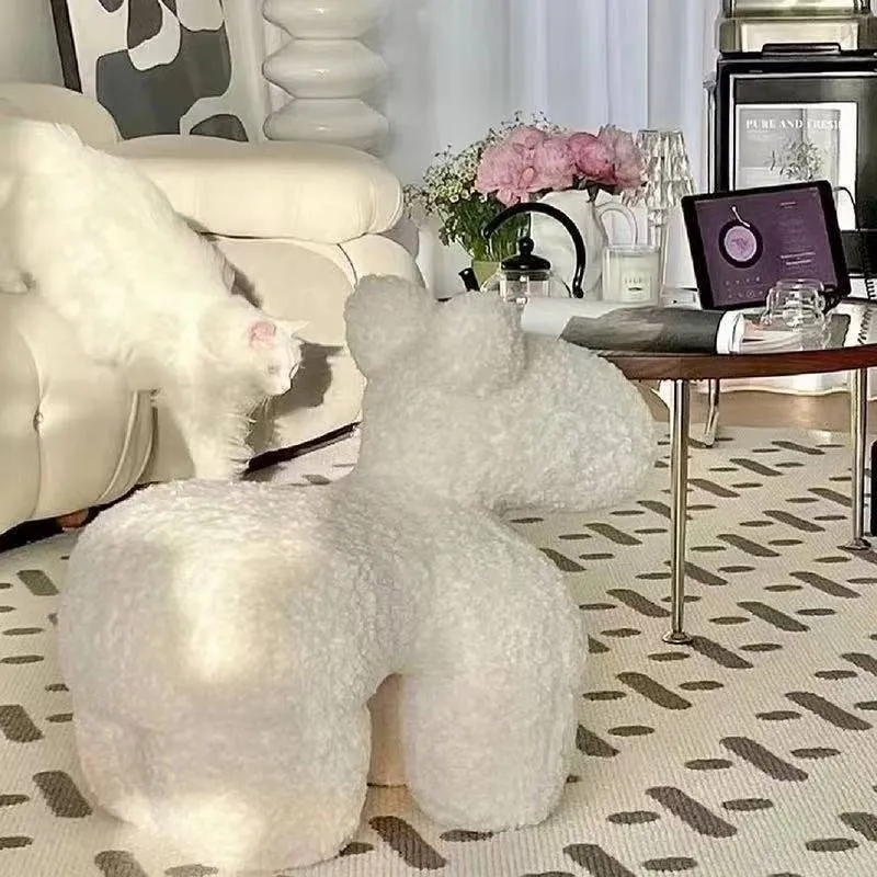 Modern Minimalist Pony-Shaped Sherpa Fabric Sponge Kid Accent Chair Durable For Living Room