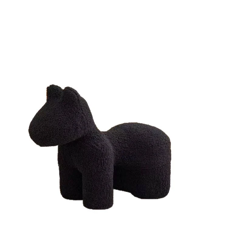 Modern Minimalist Pony-Shaped Sherpa Fabric Sponge Kid Accent Chair Durable For Living Room