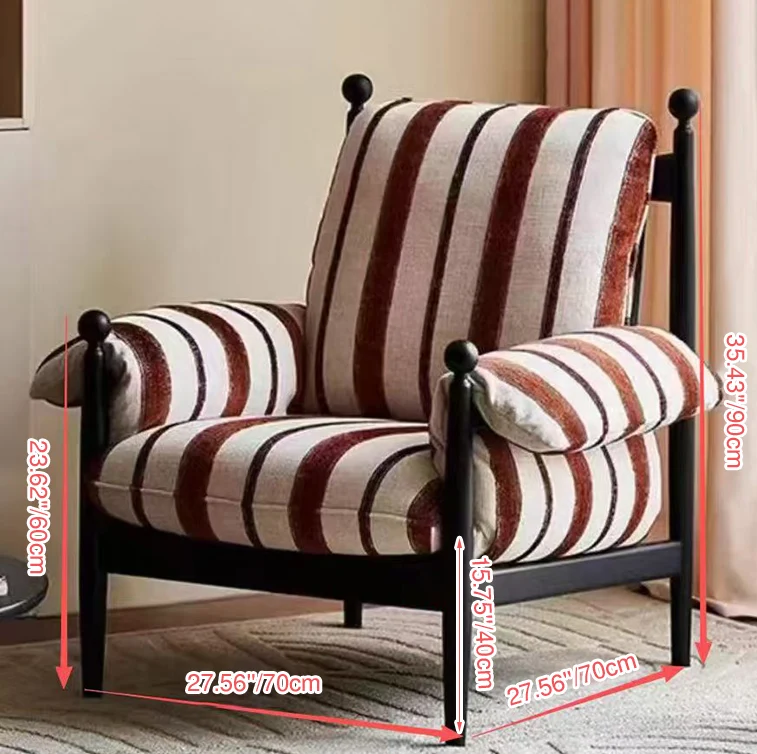 Modern Minimalist Curved Solid Wood Velvet Cotton Accent Chair Backrest Armrest Durable For Living Room