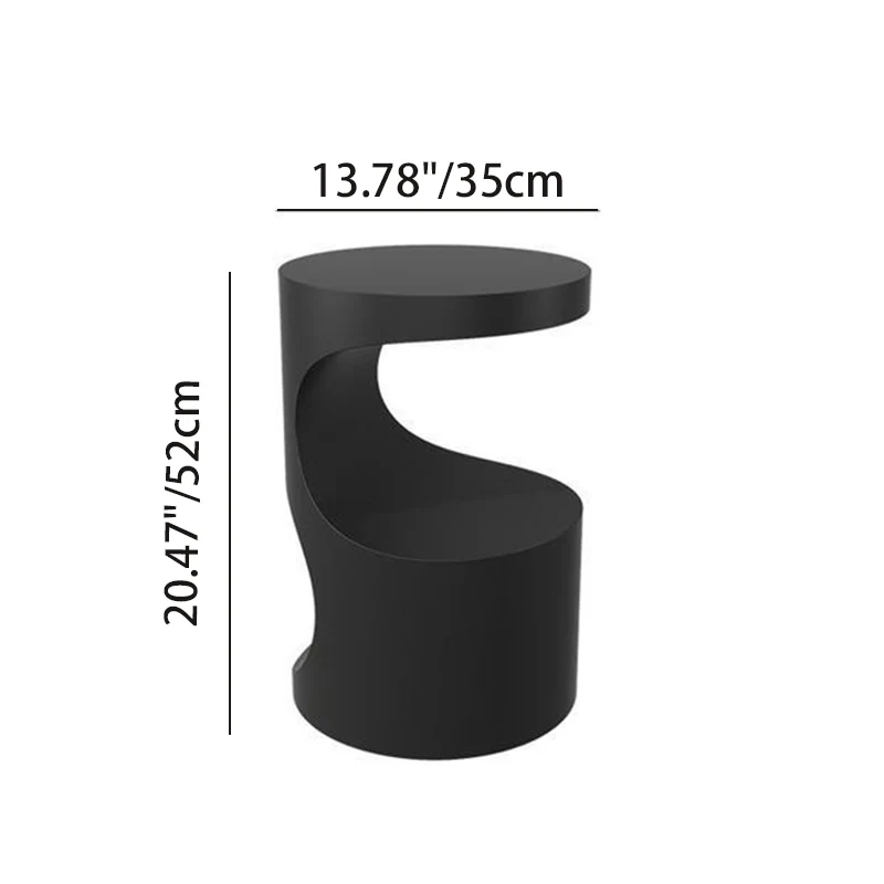 Contemporary Scandinavian Round Carbon Steel Side Table 2-Tier For Living Room