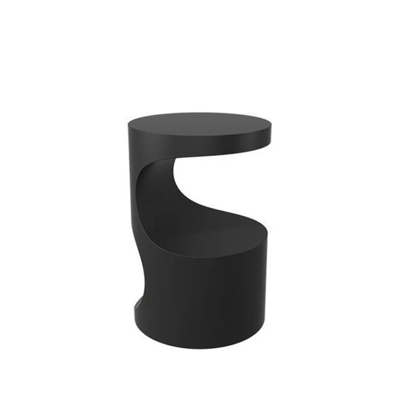 Contemporary Scandinavian Round Carbon Steel Side Table 2-Tier For Living Room
