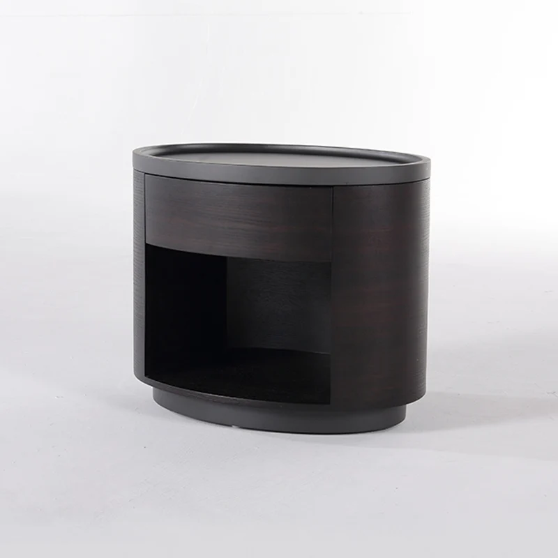 Sophisticated Vintage Baked Paint Nightstand - Wood Veneer Dual Storage Design 1-Drawer Bedside Table For Bedroom & Living Room