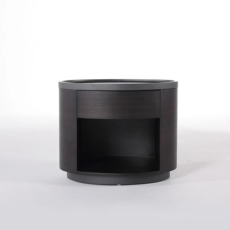 Sophisticated Vintage Baked Paint Nightstand - Wood Veneer Dual Storage Design 1-Drawer Bedside Table For Bedroom & Living Room