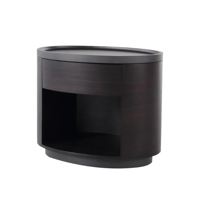 Sophisticated Vintage Baked Paint Nightstand - Wood Veneer Dual Storage Design 1-Drawer Bedside Table For Bedroom & Living Room