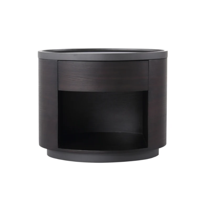 Sophisticated Vintage Baked Paint Nightstand - Wood Veneer Dual Storage Design 1-Drawer Bedside Table For Bedroom & Living Room