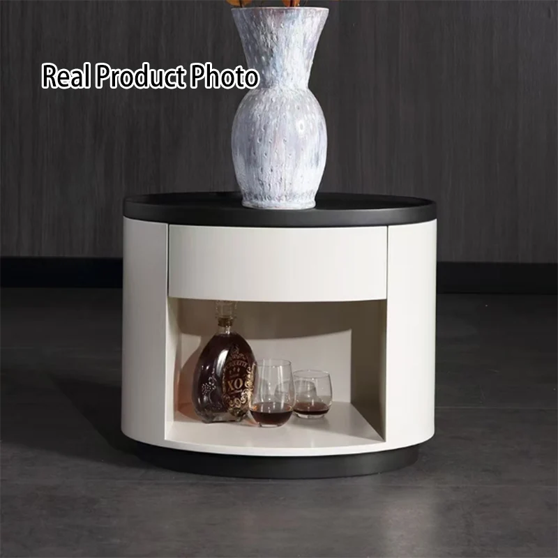 Sleek Handleless Bedside Table - Press-to-Open Rebound Rail & Premium Baked Paint Nightstand 1- Drawer For Bedroom