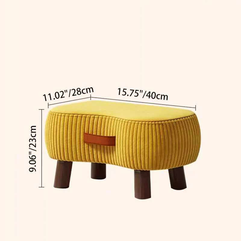 Contemporary Scandinavian Synthetic Fabric Solid Wood Soap-Shaped Cylinder Low Stool For Living Room