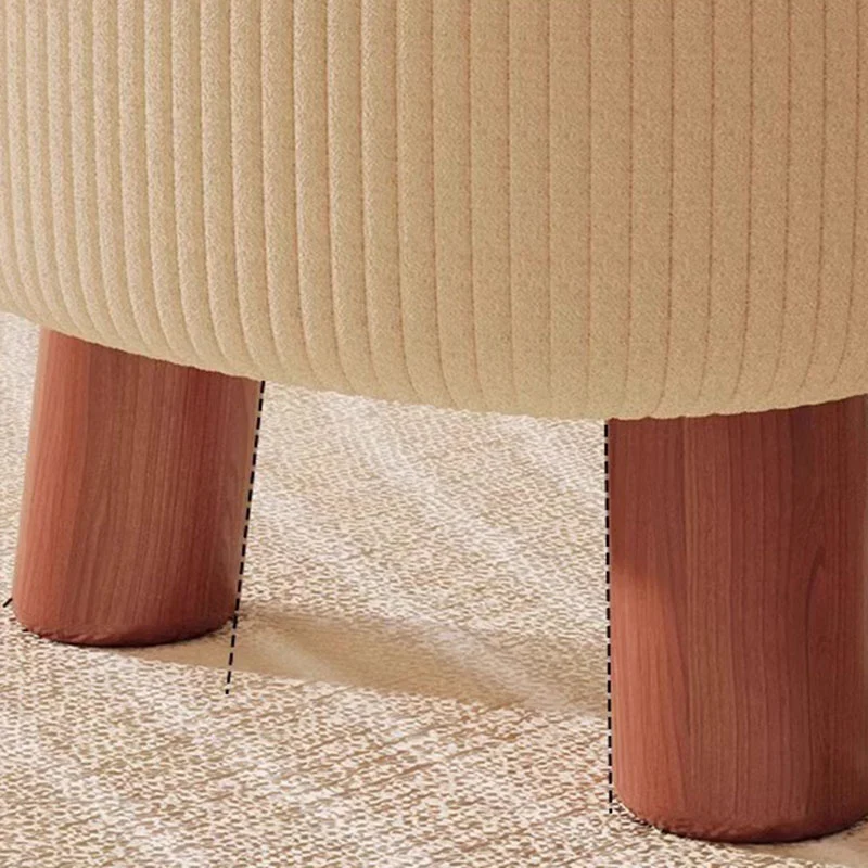 Contemporary Scandinavian Synthetic Fabric Solid Wood Soap-Shaped Cylinder Low Stool For Living Room
