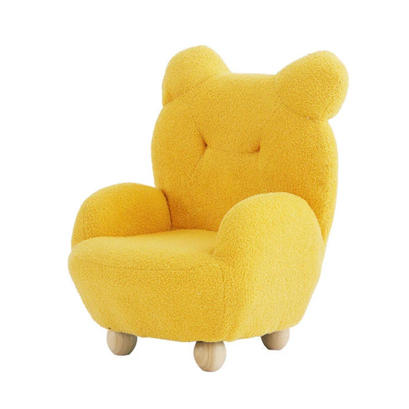 Modern Art Deco Sherpa Fabric Mixed Hardwood Bear-Shaped Accent Chair With Armrests & Backrest For Living Room