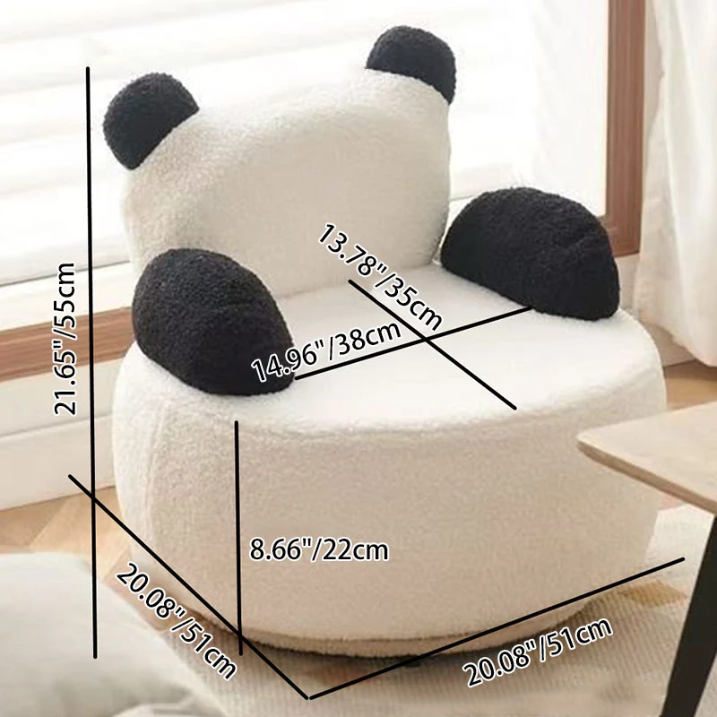Modern Art Deco Sherpa Fabric Solid Wood Bear Round Accent Chair With Armrests For Living Room