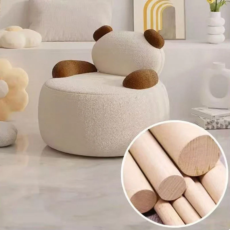 Modern Art Deco Sherpa Fabric Solid Wood Bear Round Accent Chair With Armrests For Living Room