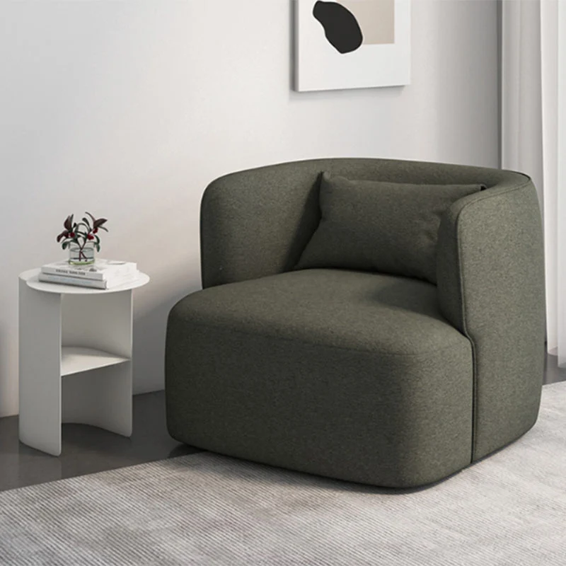 Contemporary Scandinavian Sherpa Fabric Velvet Solid Wood Rounded Square Accent Chair With Backrest For Living Room