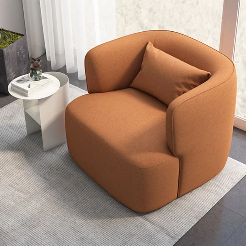 Contemporary Scandinavian Sherpa Fabric Velvet Solid Wood Rounded Square Accent Chair With Backrest For Living Room