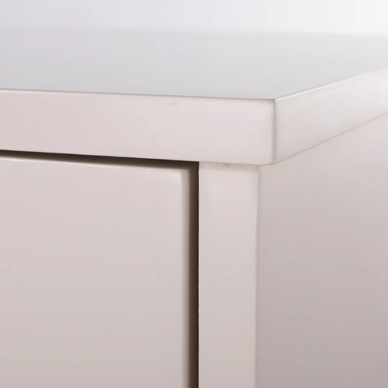 Contemporary Scandinavian Ribbed Glass Door Bedside Table - Semi-Transparent Nightstand For Bedroom