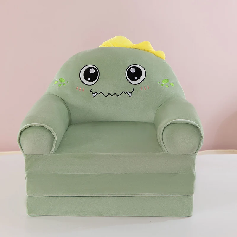 Contemporary Creative Kids Animal Shape Velvet PP Cotton Sponge Curved Foldable Accent Chair Backrest Armrest For Living Room