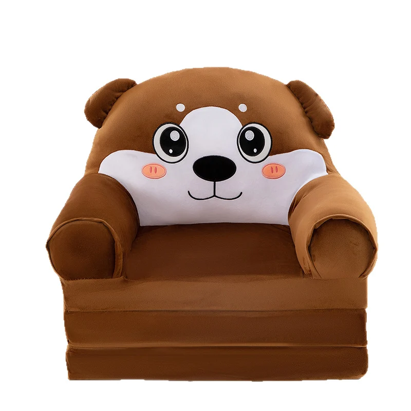 Contemporary Creative Kids Animal Shape Velvet PP Cotton Sponge Curved Foldable Accent Chair Backrest Armrest For Living Room