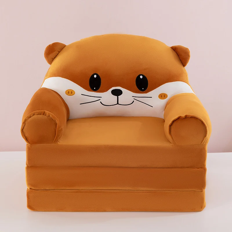 Contemporary Creative Kids Animal Shape Velvet PP Cotton Sponge Curved Foldable Accent Chair Backrest Armrest For Living Room