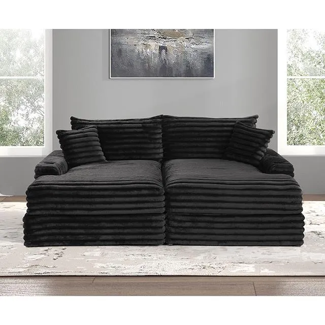 Furniture of America Tavedestrand FM6900BK-PK Double Chaise Sofa