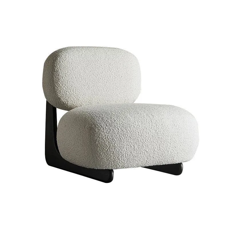 Traditional French Alpaca Wool Solid Wood Rounded Square Accent Chair With Backrest For Living Room