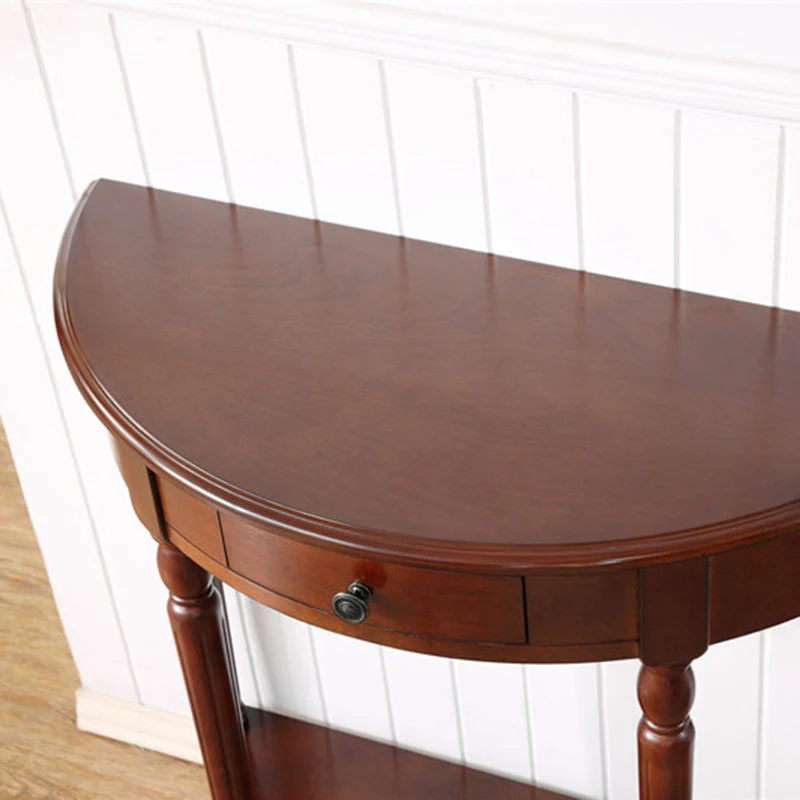 Traditional French Semi-Circular Design Solid Wood MDF Console Table 1-Drawer For Living Room & Entryway
