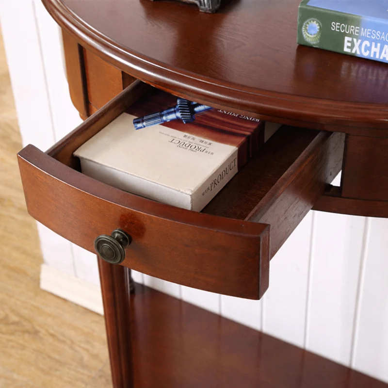 Traditional French Semi-Circular Design Solid Wood MDF Console Table 1-Drawer For Living Room & Entryway