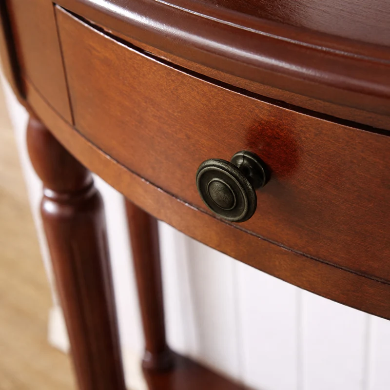 Traditional French Semi-Circular Design Solid Wood MDF Console Table 1-Drawer For Living Room & Entryway