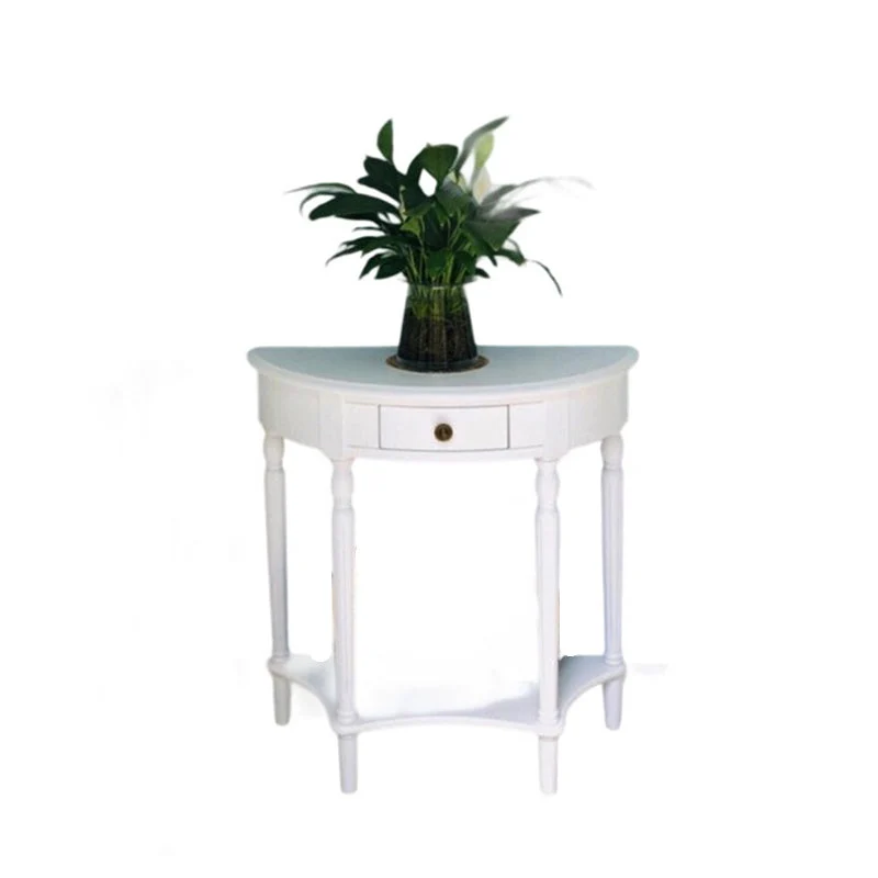 Traditional French Semi-Circular Design Solid Wood MDF Console Table 1-Drawer For Living Room & Entryway