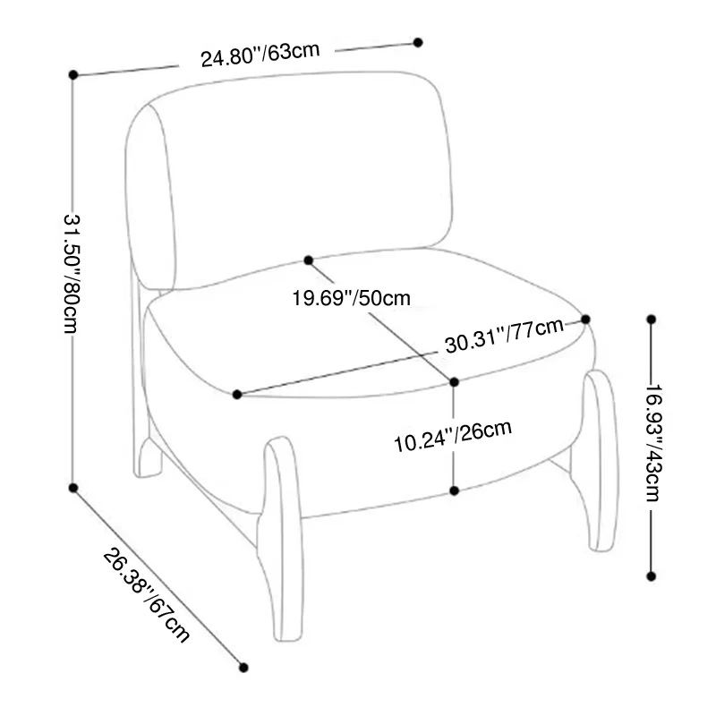 Modern Luxury Sherpa Fabric Solid Wood Metal Curved Square Accent Chair With Backrest For Living Room