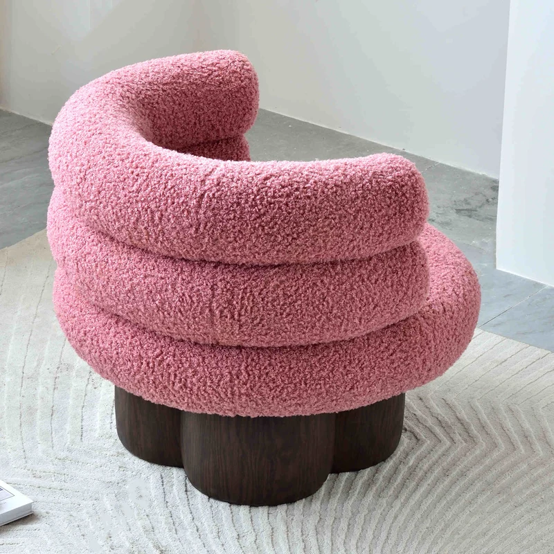 Nordic Aesthetic Swivel Sofa Chair - Cloud-Like Teddy Fleece Upholstery Accent Chair For Living Room & Bedroom