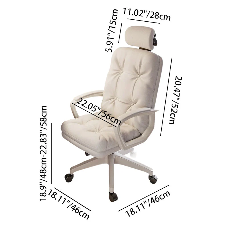 Modern Minimalist Adjustable Rotatable Metal Synthetic Fabric Foam Square Desk Chair Armrests Backrest For Home Office