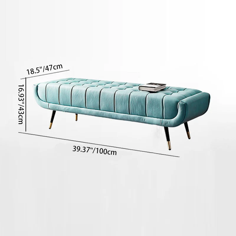 Modern Minimalist Rectangular Velvet Fabric Plywood Sponge Footstool For Living Room