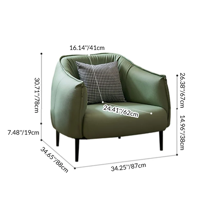 Modern Luxury Cat Scratch Resistant Leather Oil Wax Leather Pine Wood Carbon Steel Semi-Enclosed Square Accent Chair With Backrest For Living Room