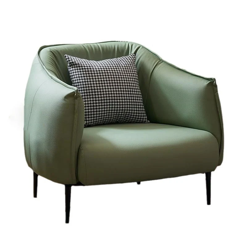 Modern Luxury Cat Scratch Resistant Leather Oil Wax Leather Pine Wood Carbon Steel Semi-Enclosed Square Accent Chair With Backrest For Living Room