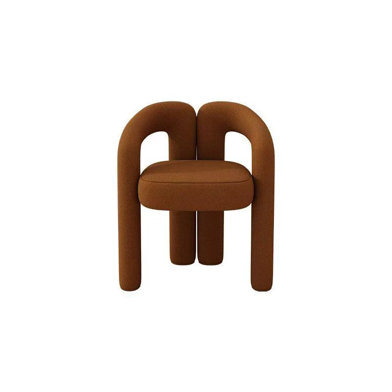 Contemporary Creative Velvet Carbon Steel M-Shaped Curved Vanity Stool With Backrest For Bedroom