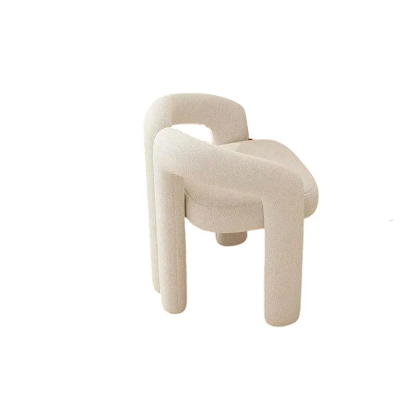 Contemporary Creative Velvet Carbon Steel M-Shaped Curved Vanity Stool With Backrest For Bedroom