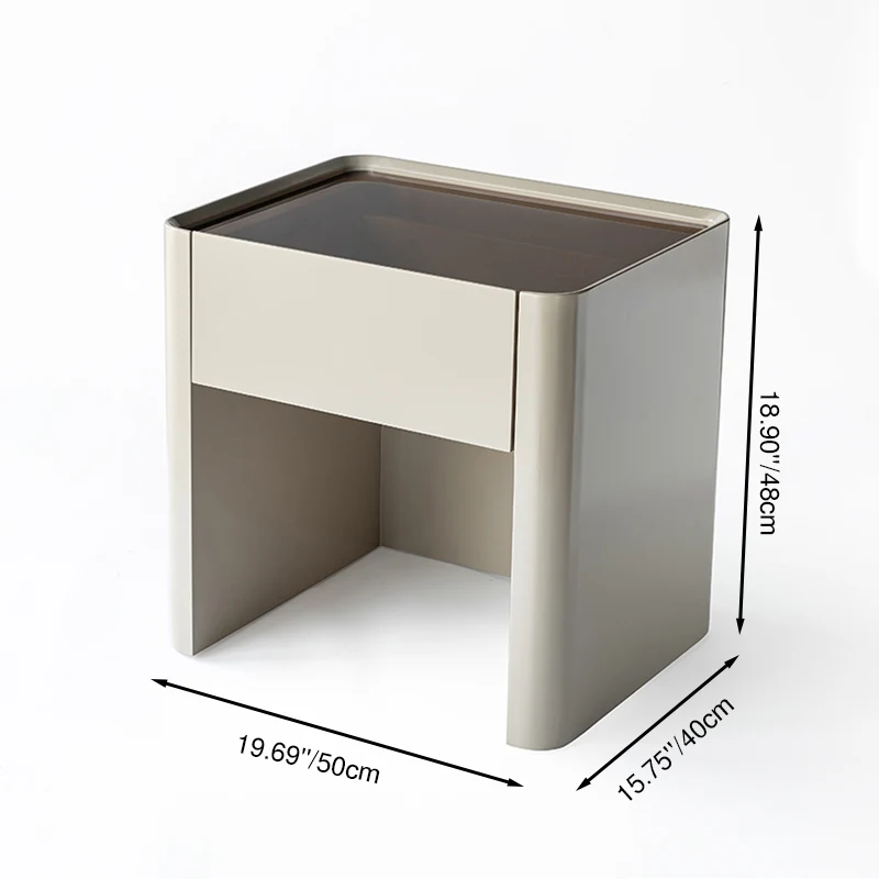 Stain-Resistant Nordic Nightstand - Soft Baking Paint Hue Dual Textured Tops Bedside Table 1-Drawer For Bedroom