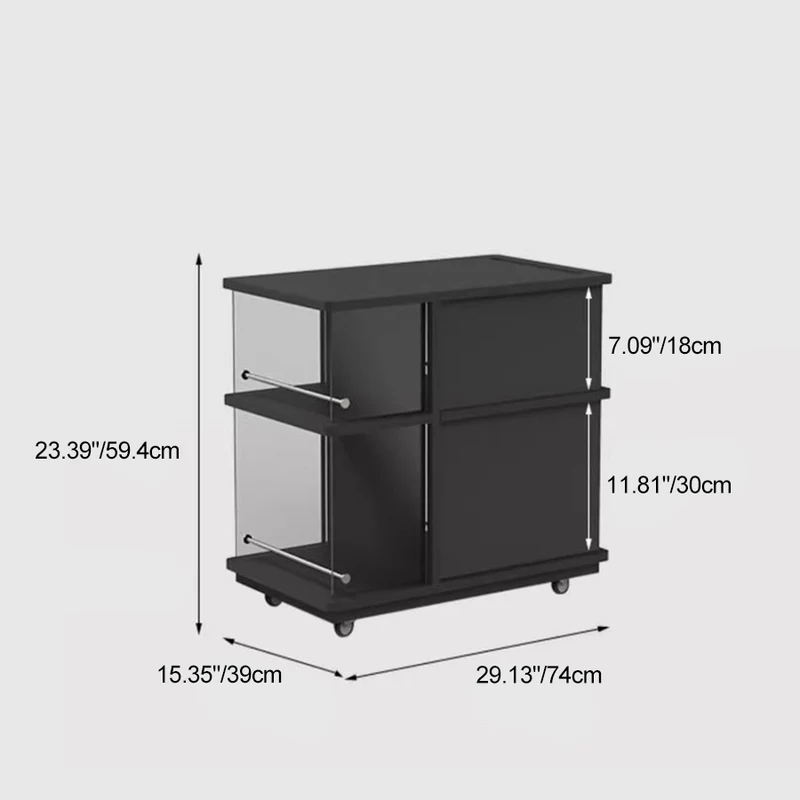 Modern Minimalist Rectangular Solid Wood Plywood Glass Stainless Steel Removable Partition Movable End Table 4-Cabinet For Living Room
