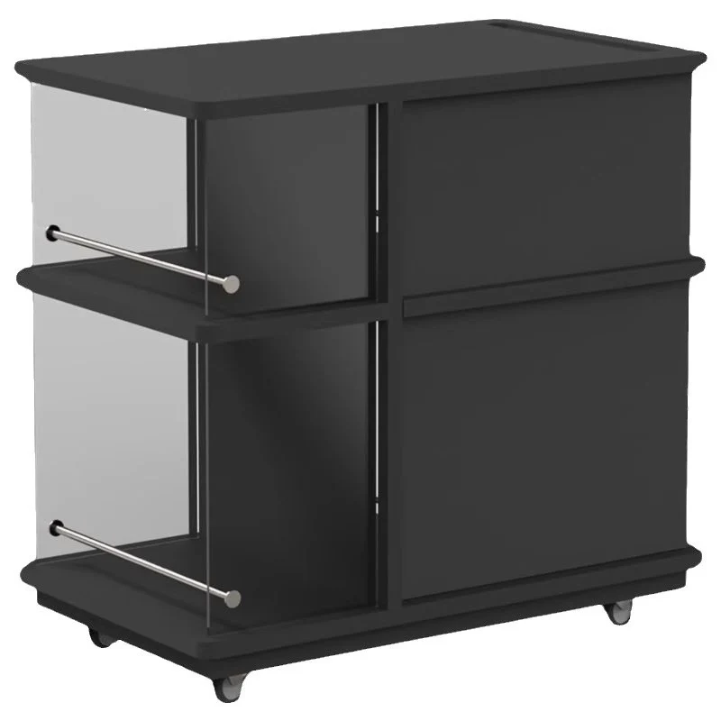 Modern Minimalist Rectangular Solid Wood Plywood Glass Stainless Steel Removable Partition Movable End Table 4-Cabinet For Living Room