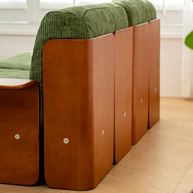 Traditional Vintage Square Vintage Green Plywood Iron Stainless Steel Fabric Backrest Armrest Sofa For Living Room